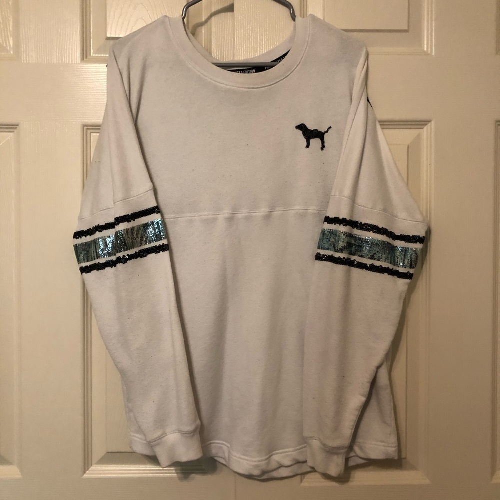 Victoria’s Secret PINK White Sequin Sweater